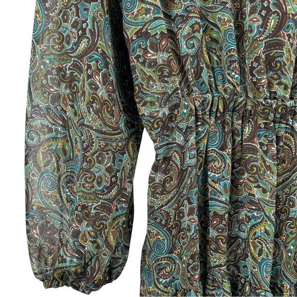 NWT Reformation Becca Dress - Brown Green Paisley Maxi Dress w/ Slip Liner sz S - Picture 7 of 16